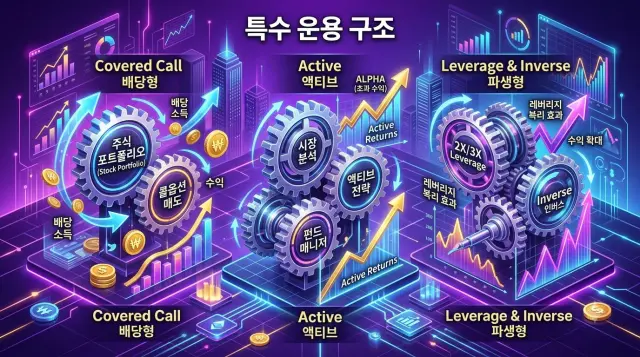 커버드콜 및 액티브 특수 ETF 구조