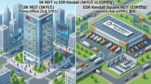 대표적인 상장 리츠인 SK리츠와 ESR켄달스퀘어리츠