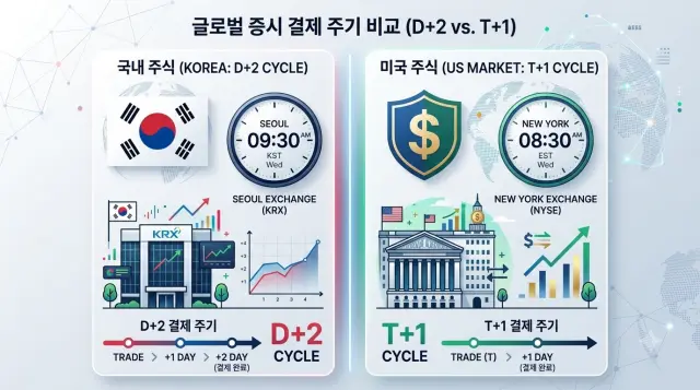 국내 D+2와 미국 T+1 주식 결제 주기 비교도