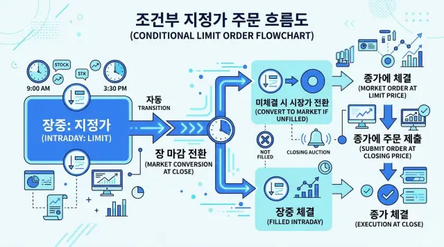 조건부지정가 전환 원리 인포그래픽