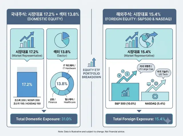 국내 및 해외 주식형 ETF 세부 자산 비중