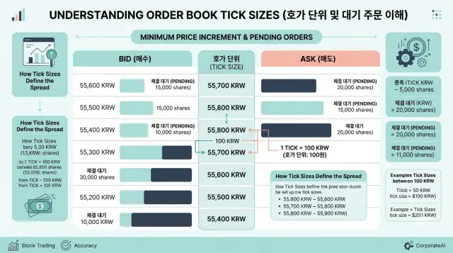 주식 호가 단위와 호가창 구조 인포그래픽