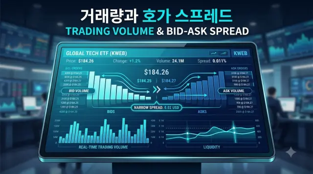 ETF 거래량 및 호가 스프레드 그래픽